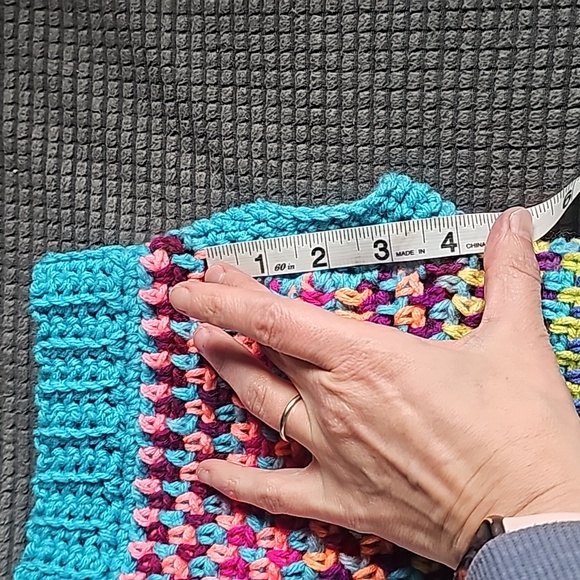 HANDMADE Homemade Small Dog Coat Sweater Crochet Moss Stitch Teal new - Picture 5 of 9